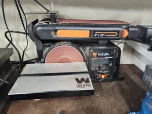 Belt and Disc Sander for Climbing Shoe Resole - Simian Republic
